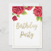 Invitation Fête d'anniversaire des Roses rouges et de la Part (Dos)