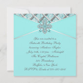 Invitation Fête d'anniversaire des seize ans Bleu sarcelle Ar (Dos)