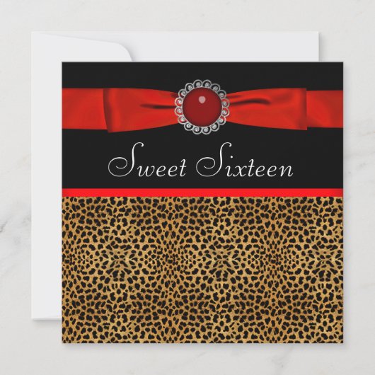 Invitation Fête d'anniversaire des seize ans de Red Leopard (Devant)