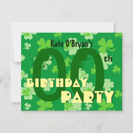 Invitation Fête d'anniversaire des Shamrocks de l'année perso (Devant)