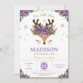 Invitation Fête d'anniversaire des Snowflakes floraux violets (Devant)