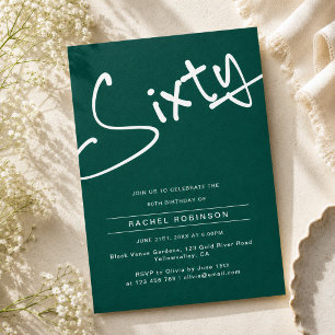 Invitation Fête d'anniversaire des soixante ans Adulte Vert B