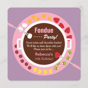 Invitation Fête d'anniversaire des Sweet Sixteen Fondue Girls