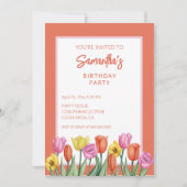 Invitation Fête d'anniversaire des tulipes florales (Devant)