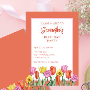 Invitation Fête d'anniversaire des tulipes florales