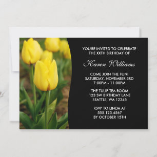 Invitation Fête d'anniversaire des tulipes jaunes