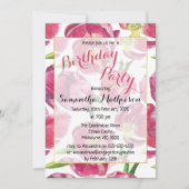 Invitation Fête d'anniversaire des tulipes roses florales (Devant)