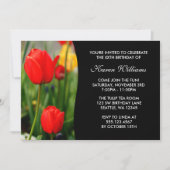 Invitation Fête d'anniversaire des tulipes rouges et jaunes (Devant)