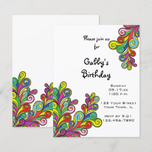 Invitation Fête d'anniversaire des vagues de couleur