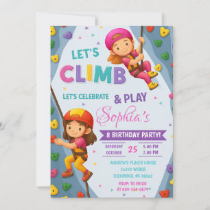 Invitation Fête d'anniversaire d'escalade de fille personnell