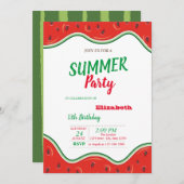 Invitation Fête d'anniversaire d'été (Devant / Derrière)