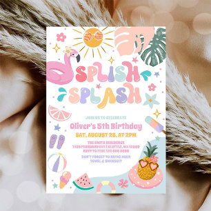Invitation Fête d'anniversaire d'été à la piscine Splish Spla