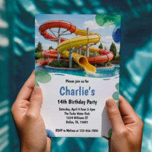 Invitation Fête d'anniversaire d'été au parc aquatique pour a