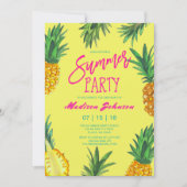 Invitation Fête d'anniversaire d'été au thème de l'ananas lum (Devant)