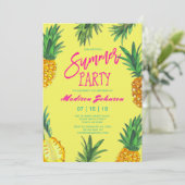 Invitation Fête d'anniversaire d'été au thème de l'ananas lum (Debout devant)