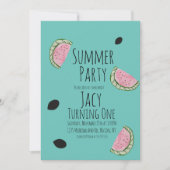 Invitation Fête d'anniversaire d'été aux graines de pastèque  (Devant)