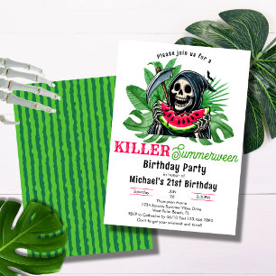 Invitation Fête d'anniversaire d'été de la Faucheuse à la pas