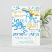 Invitation Fête d'anniversaire d'été de Water Gun (Debout devant)