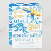 Invitation Fête d'anniversaire d'été de Water Gun (Devant / Derrière)