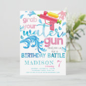 Invitation Fête d'anniversaire d'été de Water Gun pour fille (Debout devant)