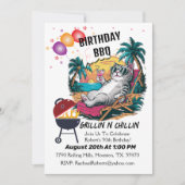 Invitation Fête d'anniversaire d'été Grillin Kitty Cat  (Devant)