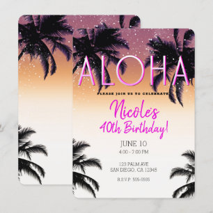 Invitation Fête d'anniversaire d'été Hawaïenne Aloha Hawaii Î