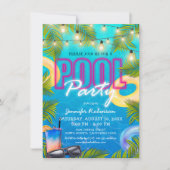 Invitation Fête d'anniversaire d'été pour adultes avec piscin (Devant)