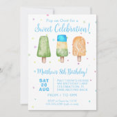 Invitation Fête d'anniversaire d'été pour garçons avec glace (Devant)