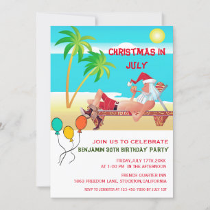Invitation Fête d'anniversaire d'été sur la plage Noël en jui