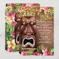 Fête d'anniversaire d'été Tiki Hawaïen en bois