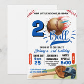 Invitation Fête d'anniversaire Deux Ball Né (Devant / Derrière)