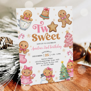 Invitation Fête d'anniversaire Deux Douce Deuxième Noël