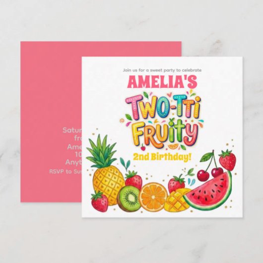 Invitation Fête d'anniversaire Deux-tti Fruity 2 ans