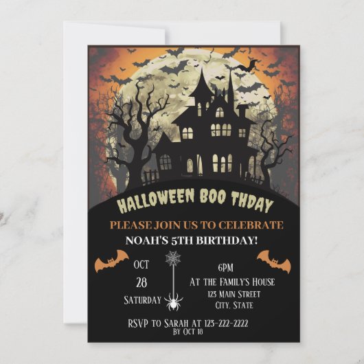 Invitation Fête d'anniversaire d'Halloween (Devant)