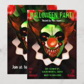Invitation Fête d'anniversaire d'Halloween de clown effrayant (Devant / Derrière)