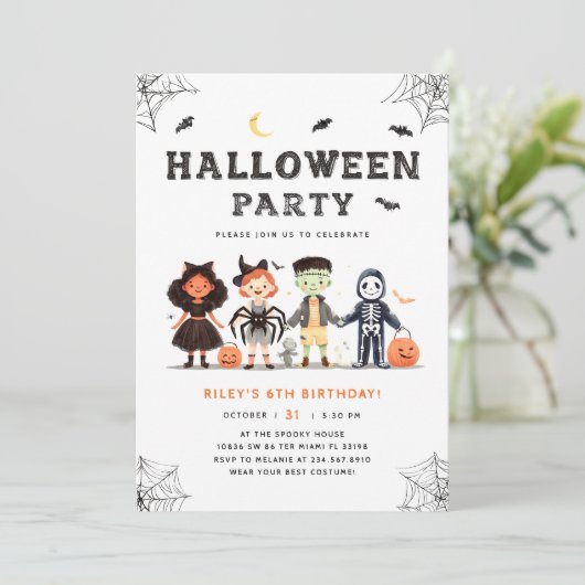 Invitation Fête d'anniversaire d'Halloween éffrayant (Debout devant)