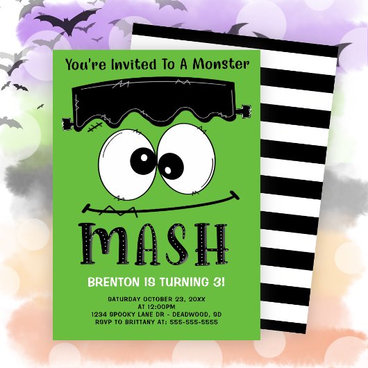 Invitation Fête d'anniversaire d'Halloween Frankenstein Monst