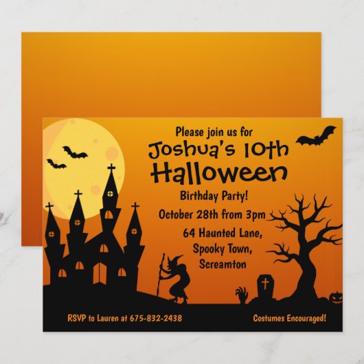 Invitation Fête d'anniversaire d'Halloween Kid  (Devant / Derrière)