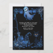 Invitation Fête d'anniversaire d'Halloween Lumières bleu magi (Dos)