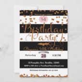 Invitation Fête d'Anniversaire d'Halloween noir blanc rose or (Devant)