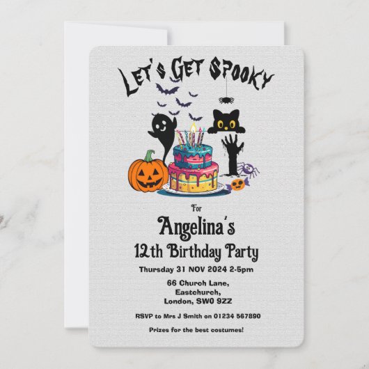 Invitation Fête d'anniversaire d'Halloween personnalisable (Devant)