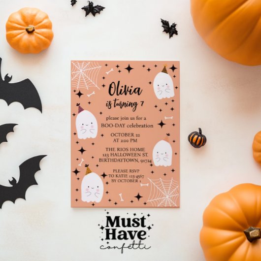 Invitation Fête d'anniversaire d'Halloween pour enfants Fantô
