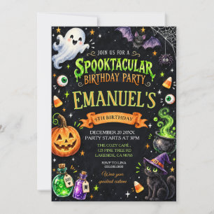 Invitation Fête d'anniversaire d'Halloween Spooktacular à l'a