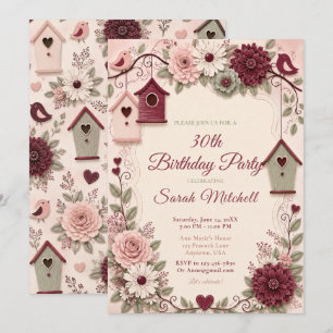Invitation Fête d'anniversaire d'hiver Burgundy Blush