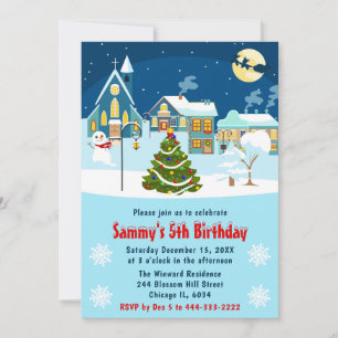 Invitation Fête d'anniversaire d'hiver de Noël pour enfants V