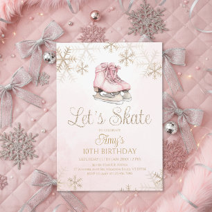 Invitation Fête d'anniversaire d'hiver de patinage sur glace