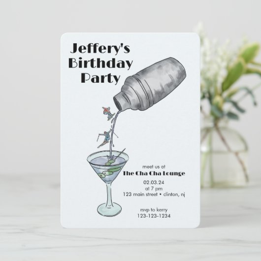 Invitation Fête d'anniversaire d'hiver pour adultes (Debout devant)