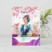 Invitation Fête d'anniversaire d'hôtesse de l'air (Debout devant)