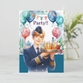 Invitation Fête d'anniversaire d'hôtesse de l'air  (Debout devant)