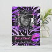 Invitation Fête d'anniversaire Diamants à Dentelle Lèvres Vio (Debout devant)